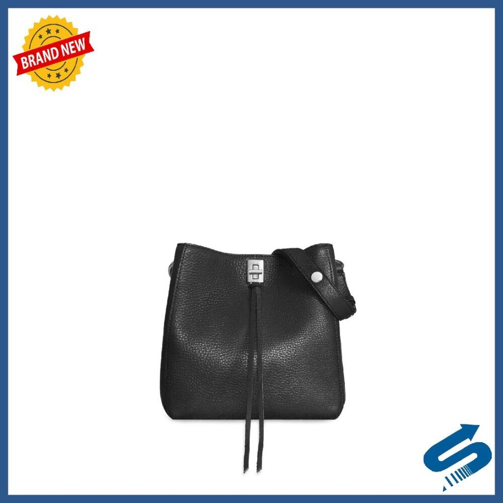 Small Genuine Leather Shoulder Bag with Twist Lock Closure - Picture 1 of 7